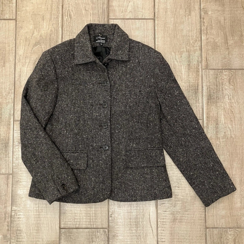 Vtg Donnybrook Alanni 10 Brown Colorful Tweed Wool Blazer Academic Office Jacket